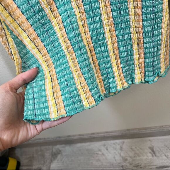 ✨ Free People Women’s Fine Line Slim Pants Aqua Orange Yellow Stripe XS - Picture 7 of 15